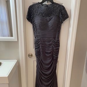 La Femme Steel Gray Evening Gown